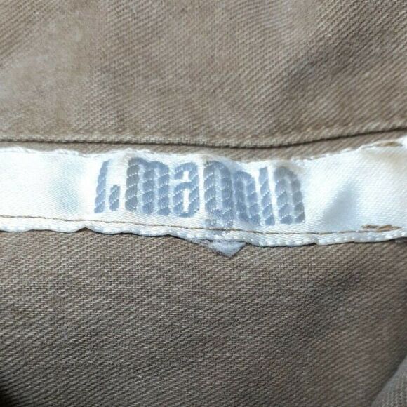 Vintage I. Magnin Dress Brown Green Khaki Utility Cargo Coverall Dress Size  S/M - Picture 11 of 11